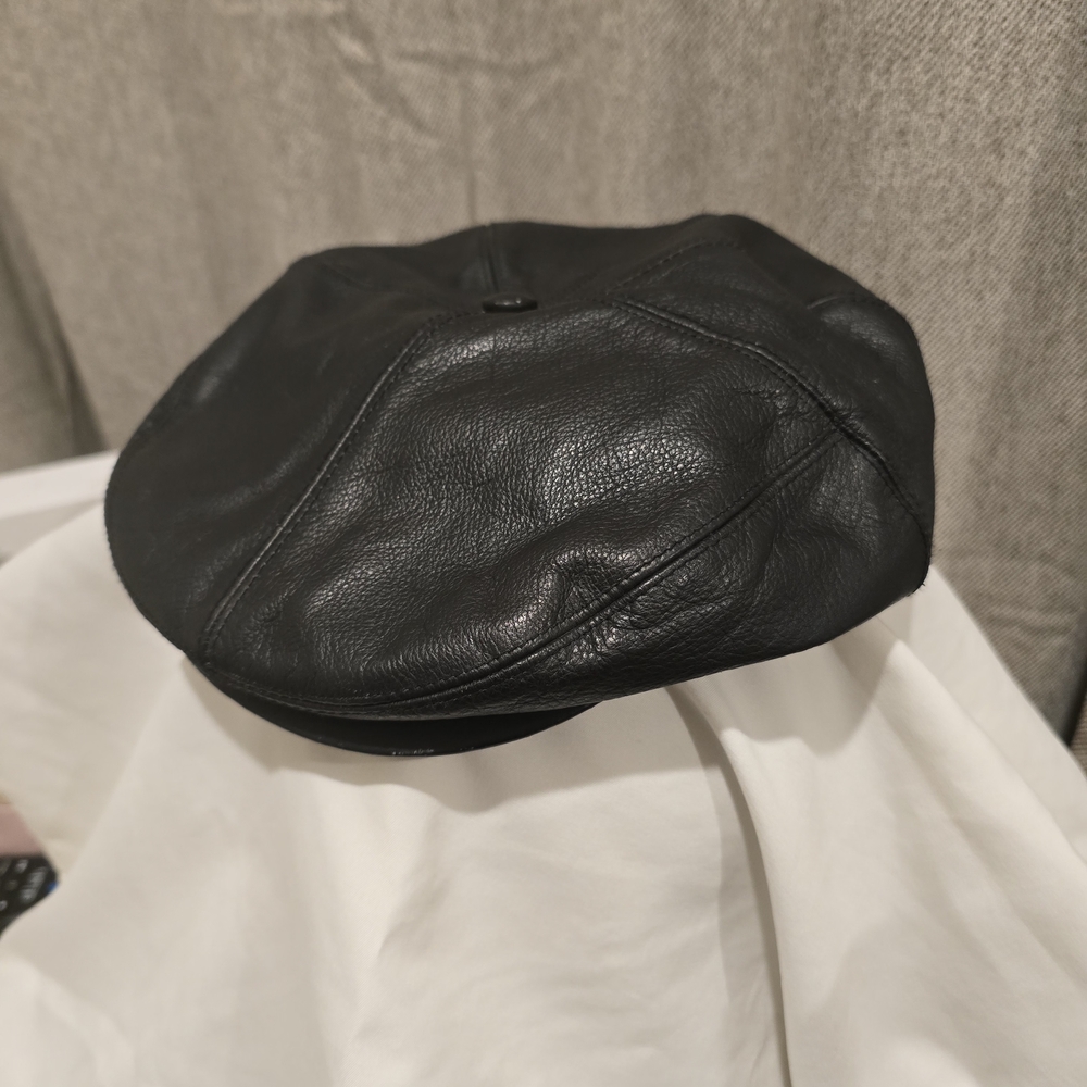 American Eagle Outfitters Black Leather Newsboy Cap